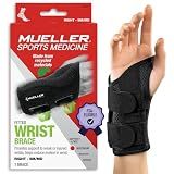 MUELLER Sports Medicine Green Fitted Wrist Brace for Men and Women, Wrist Pain Relief Support, Ideal for Carpal Tunnel, Tendonitis, Arthritis, Right Hand, Black, Small/Medium