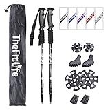 TheFitLife Nordic Walking Mountaineering Anti Shock Hiking Trekking Walking Trail Poles, 2-Pack, Folding Collapsible Alpenstocks, Ultralight for Travel Mountaineering