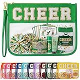 Ahdoma Cheer Makeup Bag Cheerleader Gifts Cheer Chenille Letter Cosmetic Bag Pouch Cheerleading Gifts Toiletry Accessory Bag for Girls Women Competition Practice