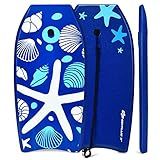 Goplus Bodyboard for Beach, 33/37/41 Inches Lightweight Body Board w/ Wrist Leash, Superior Buoyancy EPS Core & HDPE Slick Bottom, Surfboard for Kids Teens Adults Surfing (33 inch, Blue Starfish)
