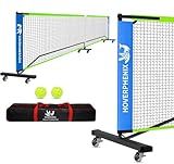 Hoverphenix Portable Pickleball Net with Wheels, 22FT Regulation Size Pickle Ball Net with Pickleballs, Carry Bag for Home, Driveway, Backyard, Indoor or Outdoor