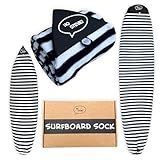 Ho Stevie! Surfboard Sock Cover - Light Protective Bag for your Surf Board (Black/White, 6'0")