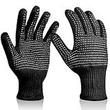 Sopito Heat Resistant Gloves with Silicone Bumps, Professional Heat Gloves for Hair Styling Curling Iron Wand Flat Iron, Black