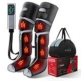 pryfey Leg Massager with Heat and Compression, Foot Massager for Circulation and Pain Relief, 3 Timers, 12 Intensity, 6 Modes,3 Heating with Knee Massager,Mother's Day Gifts for Man Woman,Black