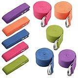 Hanaive 10 Pcs Yoga Strap 8ft Yoga Stretching Exercise Band Stretching Belt with Adjustable Metal D Ring Buckle Loop for Pilates, Dance, Physical Therapy, Gym Workout