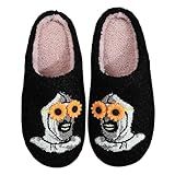 Halloween Clown Slippers – Funny Sunflower Glasses Plush Slippers for Women & Men, Cozy Fuzzy Slip-On House Shoes for Indoor Outdoor, Warm Comfy Bedroom Slides