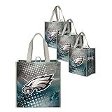 FOCO Philadelphia Eagles NFL 4 Pack Reusable Shopping Bags, team color, one size