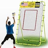 CHAOBING 7x4 FT Volleyball Rebounder Net, 5-Angle Adjustable with Steel Frame & High-Tension PE Netting, for Lacrosse, Baseball, Soccer Practice Perfect for Setting, Spiking, and Bumping (Green)