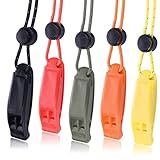 5 Pack Whistles Emergency, Shrill Loud Kayak Safety Whistle with Reflective Lanyard for Outdoor Climbing Hiking Camping Fishing Boating Boat Life Jacket Water Survival Rescue Signaling (5 Color)