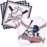 NatNarr 100 Pcs Baseball Napkins, 2-Ply Baseball Cocktail Napkins with 2 Different Pattern Baseballs Birthday Party Decorations for Sports Party, Baseballs Themed