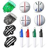 Joyberg 8 Pack Golf Ball Marker Liner Drawing Marker, 4 Golf Ball Marker Stencil and 4 Color Golf Ball Markers, Golf Ball Line Marker Tool, Golf Ball Alignment Marking Tool for The Golfer