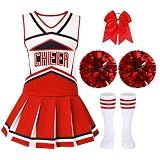 WooHand Girls Cheerleading Outfit 7-8 Cheerleader Costume For Girls Cute Cheerleading Outfit Cheer Uniform For Halloween Dress Up