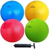 AppleRound 8.5in Dodgeball Kickball Playground Balls, 4-Pack with Pump | 4 Colors, Official Size & Weight, Handball Four Square, PE Class, School Recess, Camps Games, Boys Girls, Kids & Adults