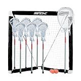 STX FiddleSTX Seven Player Game Set with Six Field Player Sticks One Goalie Stick Mini Goal and Balls