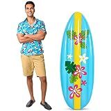 Cunhill 5 ft Hawaiian Inflatable Surfboard Tropical Luau Party Decorations Pool Floats Surfboard Photo Booth for Summer Pool Beach Party Decorations(1 Piece)