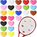 HappyAlley 24 Pcs Colorful Tennis Vibration Dampener Heart Shaped Silicone Racket Shock String Absorbers Tool for Women Men Gift Tennis Supplies, 12 Colors