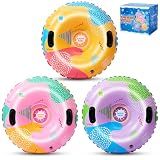 3Pack Snow Tubes, Snow Tubes Sleds for Sledding Inflatable Snow Tube, Thickened Heavy Duty Sleds for Winter with Handles, Cold-Resistant Inflatable Snow Toys,Snow Sleds for Family Outdoor Activities