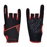 Mumian Professional Anti-Skid Bowling Gloves Comfortable Bowling Accessories Semi-Finger Instruments Sports Gloves Mittens for Bowling (Black Red, L)