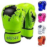 Kids Boxing Glove 6oz 8oz, Youth, Boys and Girls Training Sparring Gloves for Punching Bag, Kickboxing, Muay Thai, MMA, UFC, Gift for Age 6-15 Years (Green, 6 oz (45-80 lbs))