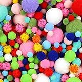Phinus 900 PCS Pom Poms, Multicolor Bulk Pom Poms Arts and Crafts, Soft and Fluffy Craft Pom Poms, Assorted Sizes Pompoms, for Arts and Craft Making Decorations