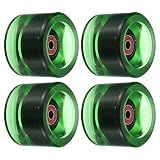 PATIKIL 70mm 78A Longboard Wheels with Red ABEC-9 Bearings, 4 Pack Soft Cruiser Wheels Street Wheels for Skateboards Skateboard Wheel PU, Clear Green
