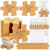 Hushee Inspirational Gift for Coworker Motivational Puzzle Piece Coasters Employee Appreciation Gifts with Cards Bags for Social Worker Staff Office(15 Pcs,Team)