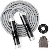 Mangodan 1LB Weighted Jump Ropes for fitness Women Men, Tangle-Free Ball Bearing Rapid Speed Skipping Jump Rope with Adjustable 9mm Cotton & PVC Cord, Aluminum Handles for MMA, Boxing, CrossFit, Weight-loss Workouts，Black