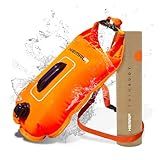 Swim Buoy for Open Water with Dry Bag 15L - Fully Waterproof Swim Bubble - Be Safe with Higher Visibility, Toughened Nylon and Rest Handle Swimming Buoy - Open Water Buoy for all Season Swimmers