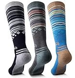 OutdoorMaster Ski Socks, Merino Wool Ski Socks for Men & Women, Thermal Winter Warm & Breathable Snowboarding Socks for Cold Weather, Over The Calf Non-Slip Cuff, Machine Washable