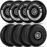 AOWESM Inline Skate Wheels 80mm 76mm 72mm 85a Outdoor Indoor Roller Blade Wheel Black Blue Red Roller Hockey Replacement Wheels w/Bearings ABEC-9 and Floating Spacers (8-Pack) (Black, 72mm)