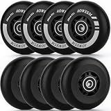 AOWESM Inline Skate Wheels, Outdoor & Indoor, 85A, 8-Pack (Black, 80mm)