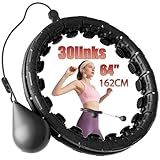 Fikswe Weighted Hula Infinity Circle Hoops for Weight Loss, Infinity Fitness Hoop Plus Size for Women, Adjustable 30-Link Smart Exercise Circle for Home Workout Abs & Waist Training