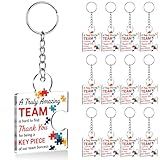 XFFJGVR Team Thank You Appreciation Gifts Bulk for Coworkers Employee, Set of 12 Teamwork Building Gifts for Staff Colleague Volunteer Coach, Best Team Christmas Gift Acrylic Puzzle Piece Keychains