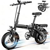 Electric Bike for Adults and Teens,500W Brushless Motor 19MPH Folding Ebike with 48V10.4Ah Removable Battery, 35Miles Range & PAS Mode with 14" Foldable Electric Bicycles, Commuting-Certified e Bike