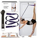 Stretching Strap With Door Anchor - Stretching Equipment to Improve Legs Flexibility - Splits Trainer For Home Ideal In Ballet, Dance, Cheerleading, Taekwondo, Yoga, Pole Dancing & Gymnastics (Purple)