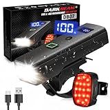 DARKBEAM Bike Lights for Night Riding, USB-C Rechargeable Bicycle Lights Set, Super Bright Bike Headlight and Back Taillight 4+5 Modes, Easy to Install for Men Women Kids Road Mountain Cycling
