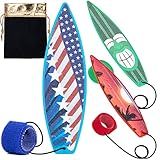 Juni QUTE Finger Surfboard-Mini Surfboard for Kids and Surfers with Eye-catching Graphic Design and Receive Bag (3 PCS,Red/Green/Blue)