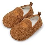 L-RUN Toddler Girl House Shoes Boys Girls Indoor House Slippers Brown 3.5-4.5 Infant=EU20-21