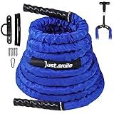 Just.smile Battle Ropes for Home Gym,Workout Rope, Power Rope with Cover, Steel Anchor & Strap Included, Heavy Ropes for Exercise Training - 1.5/2 Inch (1.5" X30ft)