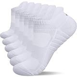 Lapulas Athletic Ankle Socks, Low Cut Cushioned Anti-Blister Running Tab Sports Socks for Men and Women 6Pairs (White, L)