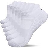 Lapulas Athletic Ankle Socks, Low Cut Cushioned Anti-Blister Running Tab Sports Socks for Men and Women 6Pairs (White, L)