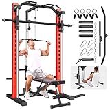 OPPSDECOR All-in-One Adjustable Smith Machine with LAT-Pull Down System Multi-Function Power Cage for Home Gym Cable Crossover Squat Rack of Workout Machine Training Equipment with Attachments