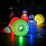 ZHENAN Glow in The Dark Badminton Birdies 5PCS,Durable Nylon LED Badminton Shuttlecocks for Family Backyards Practice,Long Lasting Light Up Birdie Balls Set for Indoor Outdoor Sports Activities