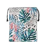 Colorful Palm Leaf Grip Bag - Floral Grip Bags for Gymnasts Tropical Banana Leaves Drawstring Bag Hawaii Flower Gym Pouch Bag Summer Plants Athlete String Bag for Grips Shoe Towel