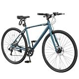 Hybrid Bike for Men, 700C Aluminum 29LB Ultra-Light 8 Speed Commuter Bike, 350lb Loading, 29" Urban Bicycle, Dual Disc Brakes, for Tall Men&Women, 85% Pre-Assembled (Deep Abyss:, L (483mm) x 700C)