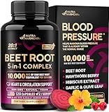 Beet Root 5-in-1 Complex Capsules - Healthy Blood Pressure Support Supplement** for Heart & Circulation Support - Olive Leaf, Hawthorn Berry & Hibiscus - for Men & Women - Made in USA, 120 Capsules
