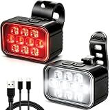 Victoper 2026 Upgraded 10 LED Bike Light, 8+9 Modes USB Rechargeable Bicycle Light, High Lumens Super Bright Bike Headlight & Taillight Set, Waterproof Safety Bike Frontlight & Rearlight for Road