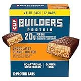CLIF BUILDERS Protein Bars, Chocolatey Peanut Butter, 20g Protein, Gluten Free, Non-GMO, 12 ct