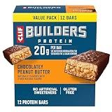 CLIF BUILDERS Protein Bars, Chocolatey Peanut Butter, Gluten Free, 12 ct
