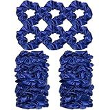 24 PCS Shiny Metallic Hair Scrunchies Bulk, Cheer Scrunchies Hair Accessories Cheerleading Hair Ties Elastics for Women Cheerleading Teams (Blue)